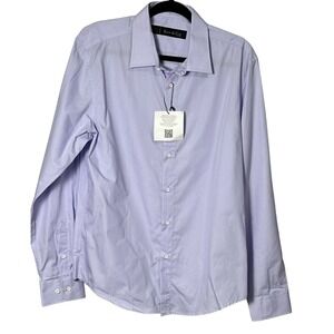 Boot And Cod Men’s Solid Purple Shirt Long Sleeve 100% Egyptian Cotton Large